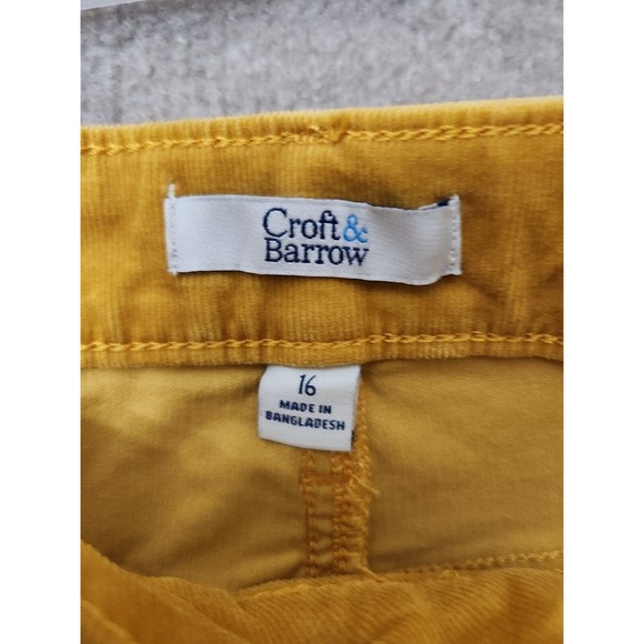 Croft Barrow Corduroy Pants Womens 16 Golden Yellow Straight Leg Stretch NEW - Picture 6 of 8